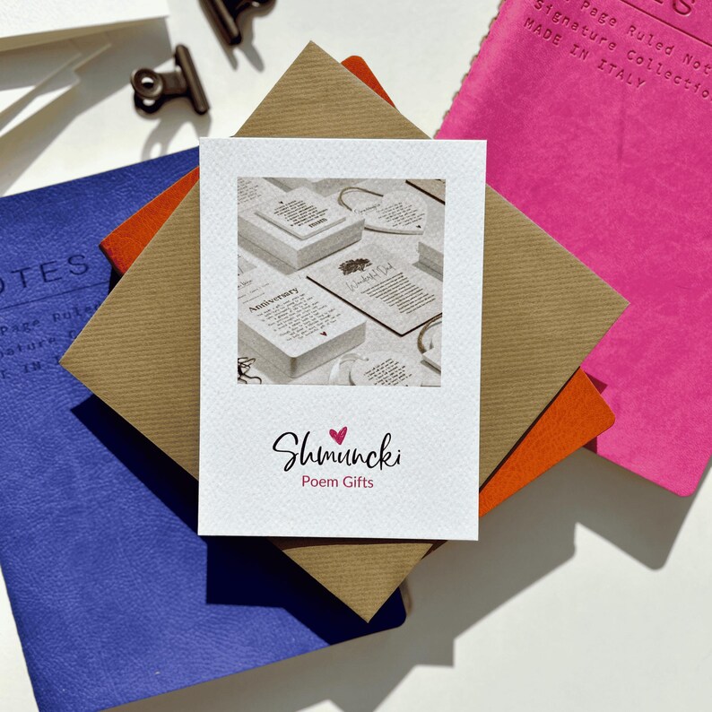 Shmuncki Poem Gifts logo – creators of heartfelt poem cards, personalised gifts, and original poem print keepsakes by poet Helen Walters. Handmade in the UK, each sentimental keepsake is crafted with meaning, emotion, and poetic detail. These unique poem cards are more than a card – they’re a meaningful gift to treasure, perfect for framing and celebrating life’s most heartfelt moments