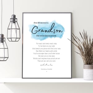 Our Grandson graduation gift, Congratulations Grandson, College Graduation, University Graduation Gifts, Personalised gifts, Unframed image 1