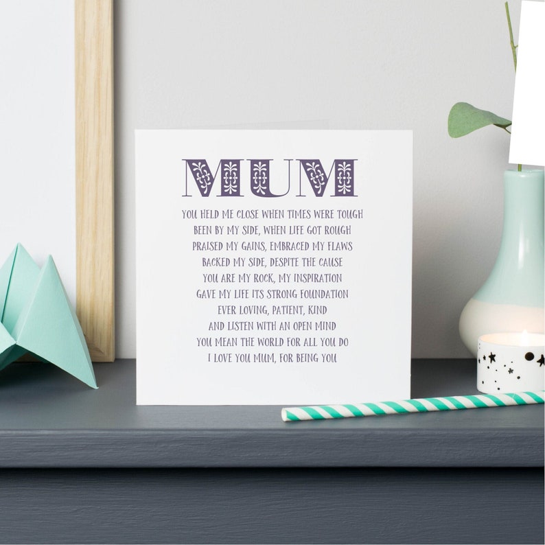 Wonderful Mum poem Card | Mum Birthday Card 