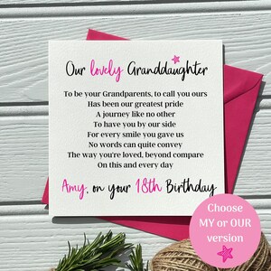 Handgefertigte Glückwunschkarte Zur 18. Geburtstag – Für Eine Besondere Enkelin, Weiß, Mit Glitzer