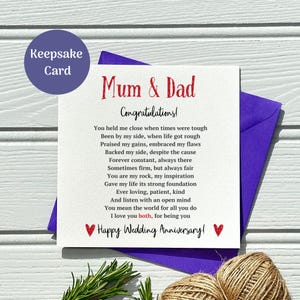 Mum & Dad Anniversary Card – Original Poem for Parents (Personalised)
