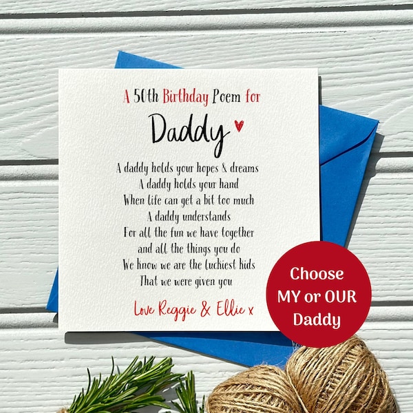 Personalized 50th Birthday Poem Card for Dad: Handmade Keepsake Gift