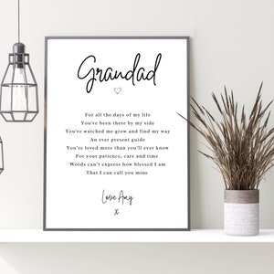 NANA and Grandad Poem A4 or A5 PRINT Nana and Grandad Gift 