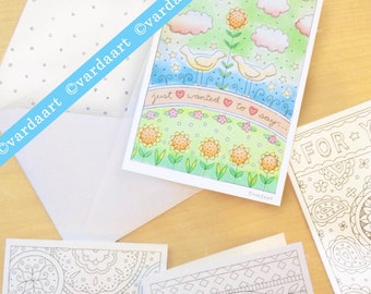 Coloring notecards | Etsy
