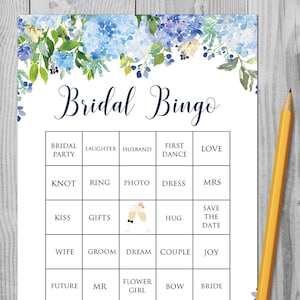 50x Tarjetas de bingo nupciales precargadas, Tarjetas de bingo de despedida de soltera precargadas, Bingo nupcial, Tarjetas de bingo de despedida de soltera Hydrangea, Bingo nupcial TH84