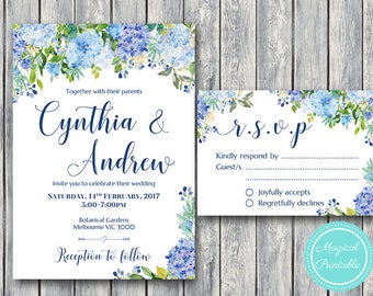 hydrangea invitation etsy