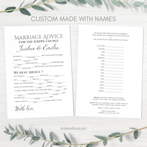 Cartões de conselhos de casamento, Wedding Mad Libs, Jogo de casamento para impressão, Jogo de casamento para impressão, Atividades de casamento, Imprima você mesmo TH00 TG00