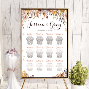 Herbst Herbst finden Sie Ihre Sitztabelle, druckbare Hochzeit Sitzordnung, Hochzeit Sitzplakat, Sitzschild, Sitzbrett WD84 TH47 WC94