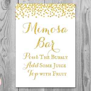 Gold Mimosa Bar Sign, Bubbly Bar Sign, Wedding Bar Sign, Printable Sign, Wedding Decoration Sign, Engagement Party Mimosa wd101 TH31