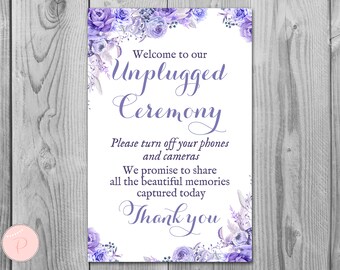 Unplugged Ceremony Sign, No phones or cameras, Turn off phones, Unplugged Wedding Signage, Wedding decoration sign TH53 dd