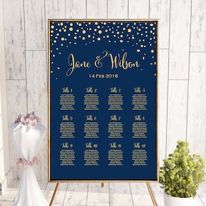Marina Encuentra tu gráfico de asientos, gráfico de asientos de boda confeti, cartel de asientos de boda, signo de asiento de boda, mesa de asientos de boda TG10 WC137