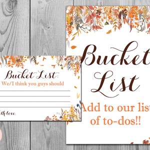 Herbst Herbst Hochzeit Eimer Liste, druckbare Eimer Liste, Hochzeitswünsche, Gästebuch Alternative, druckbare, digitaler Download WD84 TH47