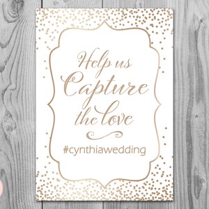 Editable Gold Wedding Hashtag Sign, Help us capture the love, Hashtag sign, Photo Sign, Printable sign, Wedding Decoration WD93 TH62