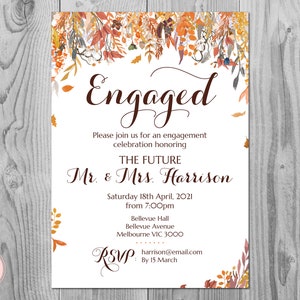 Fall Autumn Printable Engagement Party Invitation, Personalized Invitation, Printable Wedding Invitation, Shower Invite WD84 TH47