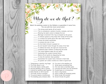 Why do we do that Bridal Shower Game, Wedding Tradition Quiz , Engagement Game, Bridal shower Game Printable, Instant Download WD63 TH11