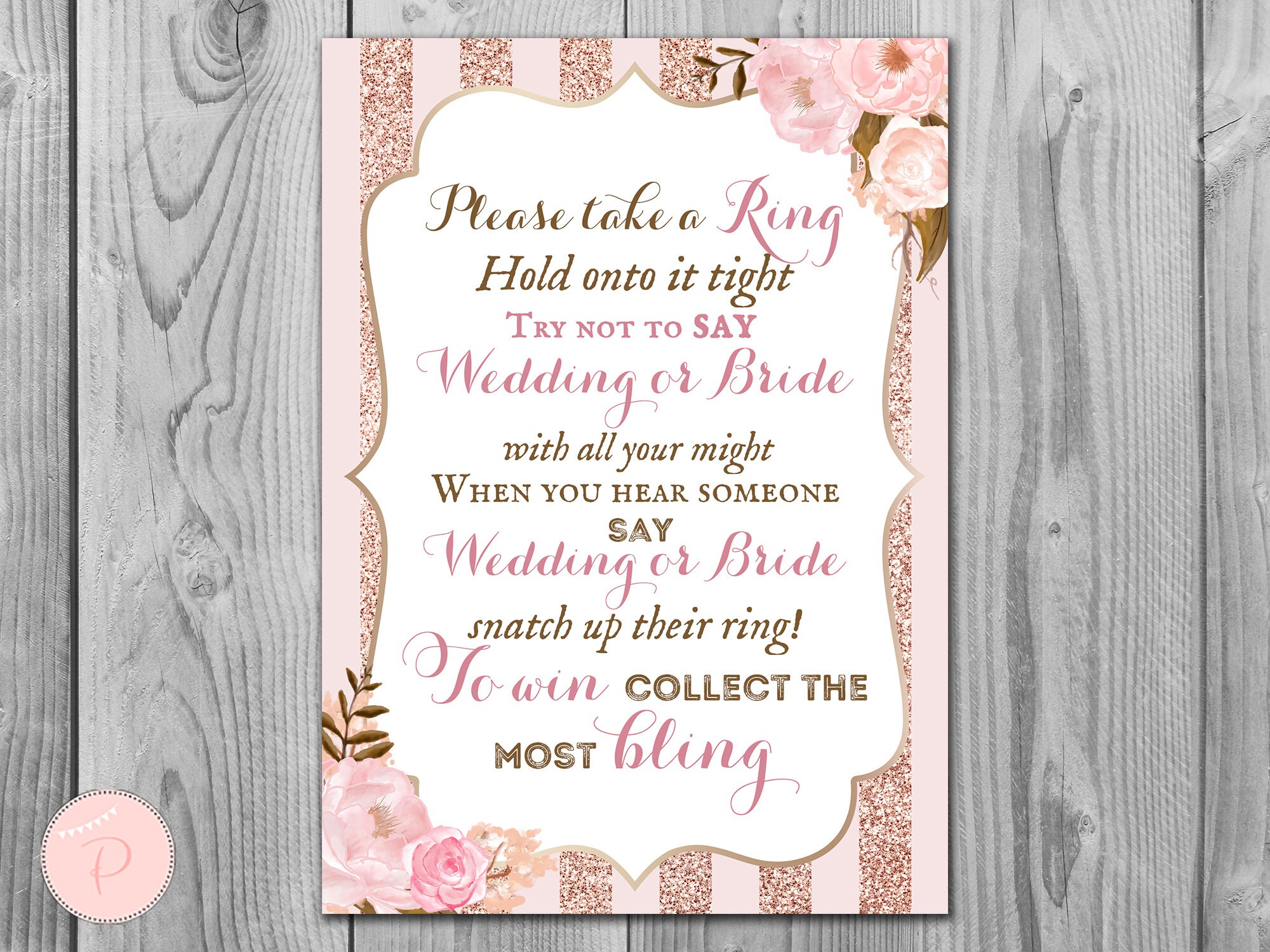 Rose Gold Don't Say Wedding or Bride Game Don't Say a - Etsy Canada