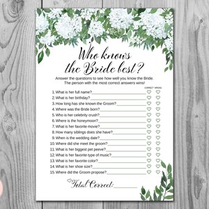 How well do you know the Bride shower games, Who knows the bride best, Engagement Game, Bridal shower Game Printable, Instant Download TH94
