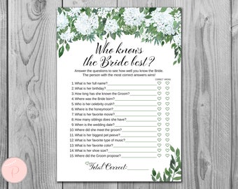 How well do you know the Bride shower games, Who knows the bride best, Engagement Game, Bridal shower Game Printable, Instant Download TH94