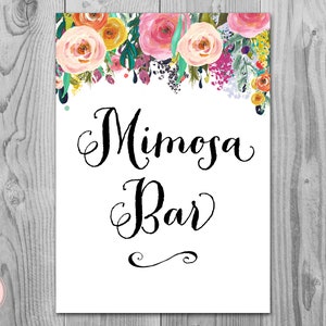 Mimosa Bar Sign, Bubbly Bar Sign, Wedding Bar Sign, Printable Sign, Wedding Decoration Sign, Engagement Party Mimosa Bar Sign WD70 TH15