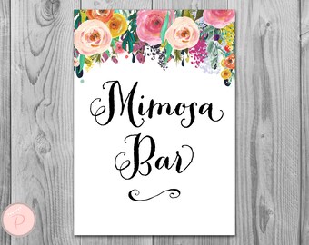 Sinal de bar Mimosa, sinal de bar borbulhante, sinal de bar de casamento, sinal para impressão, sinal de decoração de casamento, festa de noivado sinal de bar Mimosa WD70 TH15
