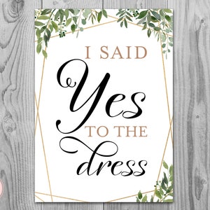 Greenery I Said YES to the Dress Sign, Wedding Dress Paddle Sign, Say ...