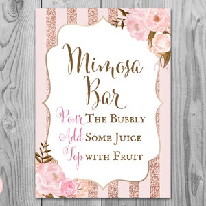Mimosa Bar Sign, Bubbly Bar Sign, Wedding Bar Sign, Printable Sign, Wedding Decoration Sign, Engagement Party Mimosa WD90 TH55