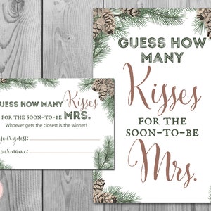 Pinecone Guess How Many Kisses for soon to be mrs, Winter Bridal Shower Games, Shower Guessing Game, Bachelorette, Wedding WS73 TH54