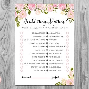 Peonies Would they rather bridal shower game, Who knows the Bride and Groom Best, Bridal Shower Games, Games Download WD67 TH13 z