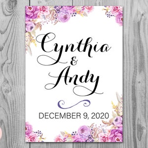 Purple Welcome sign, Engagement Welcome Sign, Wedding Welcome sign, Wedding Sign, Wedding Sign, Personalized wedding sign WD72 TH19