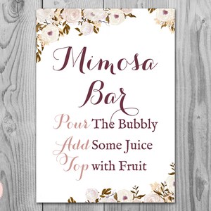Mimosa Bar Sign, Bubbly Bar Sign, Wedding Bar Sign, Printable Sign, Wedding Decoration Sign, Engagement Party Mimosa wd99 sign TH41