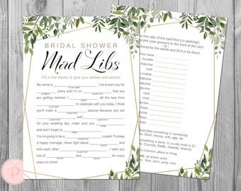 Greenery BrautDusche Mad Libs, Ehe Beratung Karten, Hochzeit Madlibs, BrautDusche Mad Libs, Braut Mad Libs, Madlib Beratung TH93