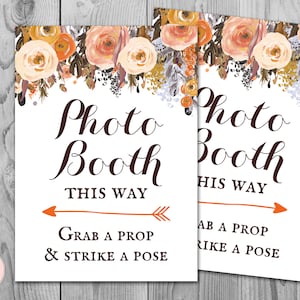Fall Autumn Photobooth Sign, Grab a prop and take a pose, Decoration Sign, Printable Sign, Wedding Sign, Engagement Party Signs wd82 TH40