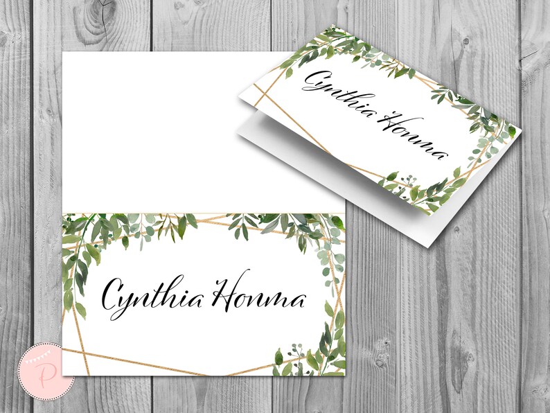 greenery 50 download wedding name cards name tags printable etsy