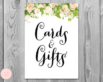 Cards and Gifts Sign, Instant Download, Printable Sign, Wedding Thank you Sign, Bridal Shower thank you, Baby Shower cards WD12 TH01