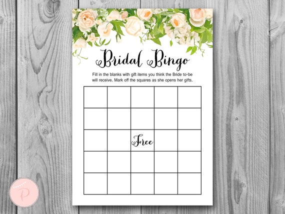 Peonies Bridal Shower Bingo Cards, Printable Bridal Bingo, Gift Item Bingo, Bridal shower game, Bridal shower activity, Printable Game TH01