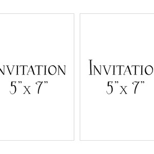 May include: Two blank white invitation cards with the text "INVITATION 5" x 7" printed on each card.