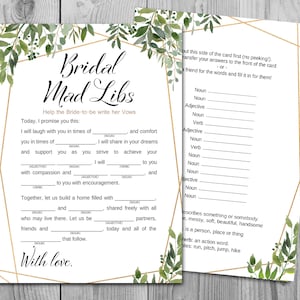 Greenery Braut Mad Libs, Hilfe Braut ihre Gelübde zu schreiben, Braut Mad Libs, Brautparty Mad Libs, Hochzeit Mad Libs, Mad Lib TH93
