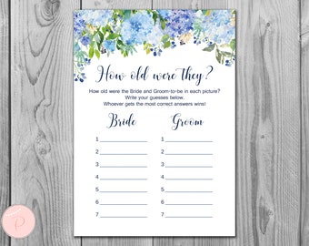 How old were they, How old was the Bride and Groom, Guess the Ages, Coed Wedding Shower game, Bridal shower Games, Printable Game TH84 z