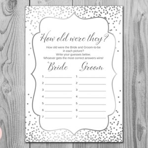 How old were they, How old was the Bride and Groom, Guess the Ages, Coed bridal Shower games, Bridal shower Game, Printable Game wd92 TH64