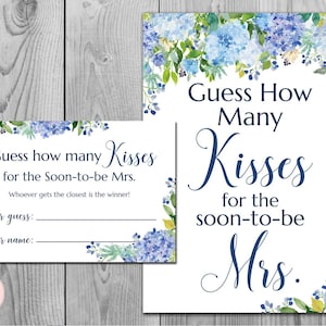 Hydrangea Guess How Many Kisses, Bridal Shower Games, Rustic Mason Jar, Bridal Shower Guessing Game, Bachelorette, Wedding TH84 z