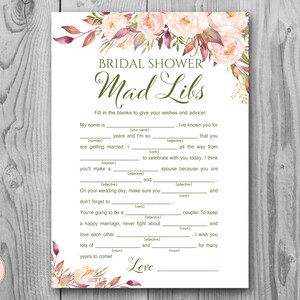 Boho Floral Bridal Shower Mad Libs, Hochzeit Rat Karten, Hochzeit Mad Libs, Bridal Shower Mad Libs, Braut Mad Libs, Mad Lib Rat TH46