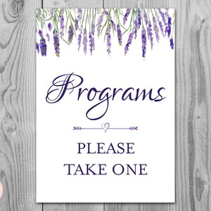 Purple Lavender Floral Wedding programs sign, Printable Program Sign, Wedding Ceremony Program, Printable sign, Wedding decoration sign TH85