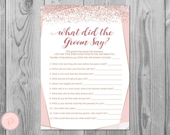 What did the Groom Say Game, What did groom say about Bride, How well couple know each other, Couples shower, Bridal Shower Game TH95.1