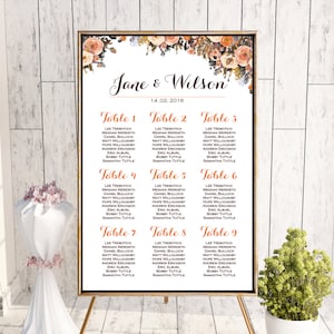 Herbst Herbst finden Sie Ihre Sitztabelle, druckbare Hochzeit Sitzordnung, Sitzplakat, Hochzeit Zeichen, Hochzeit Sitzbrett wd82 TH40 WC75