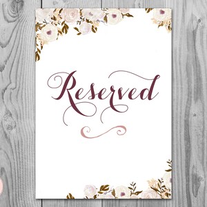 Reserved sign, Wedding Reserved seating sign, Reserved table sign, Wedding sign, Printable sign, Wedding decoration sign wd99 Sign TH41