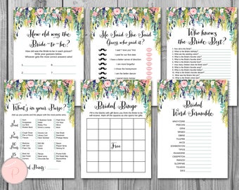 Garden Bridal Shower Games Package, Instant Download, 6 Games Printable, Bridal Shower Game, Bridal Shower Activities WD71 TH17