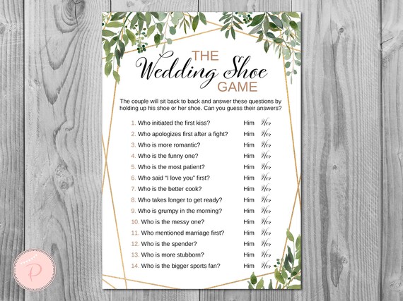 Greenery the Wedding Shoe Game Bridal Shower Game Who Said - Etsy Greenery the Wedding Shoe Game Bridal Shower Game Who Said - Etsy