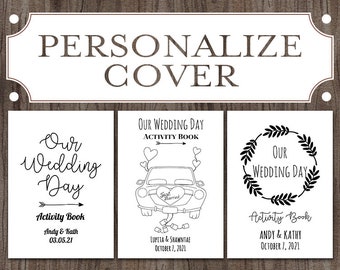 Personalization to only cover - add name/date to cover - kids activity book wedding kids table TG00