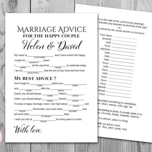 Marriage advice cards, Wedding Mad Libs, Printable Wedding Game, Wedding Game Printable, Wedding Activities, Printable Game TH00 TG00