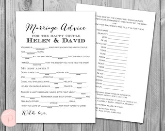 Heirats-Beratung Karten, Ehe Beratung Karten, Hochzeit Mad Libs, Braut Dusche Mad Libs, Braut Mad Libs, Mad lib Beratung Karten WD01 TG00 TH00